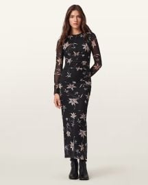 Caia Mesh Maxi Dress PETRA SEPIA BROWN ALLSAINTS US at All Saints